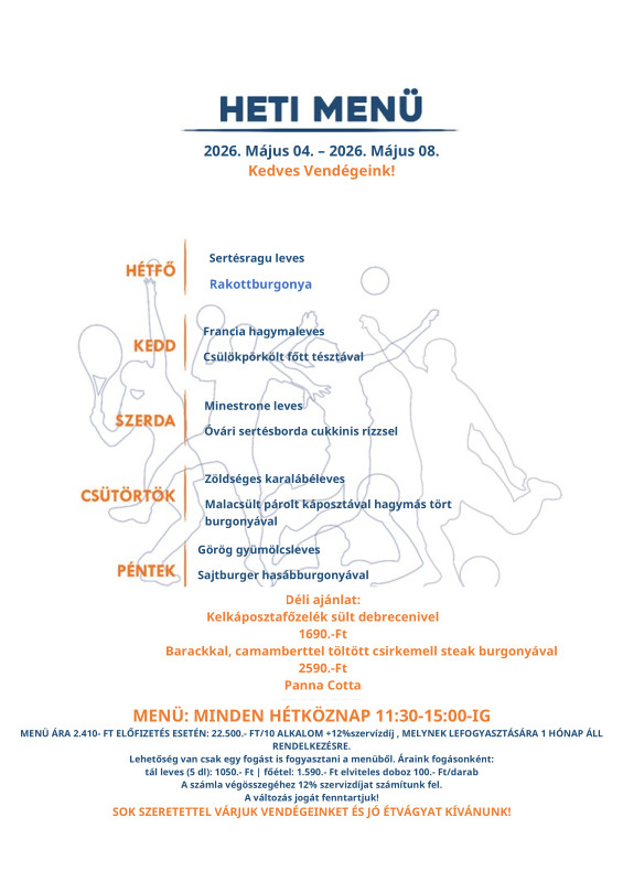 sportbisztro heti menü