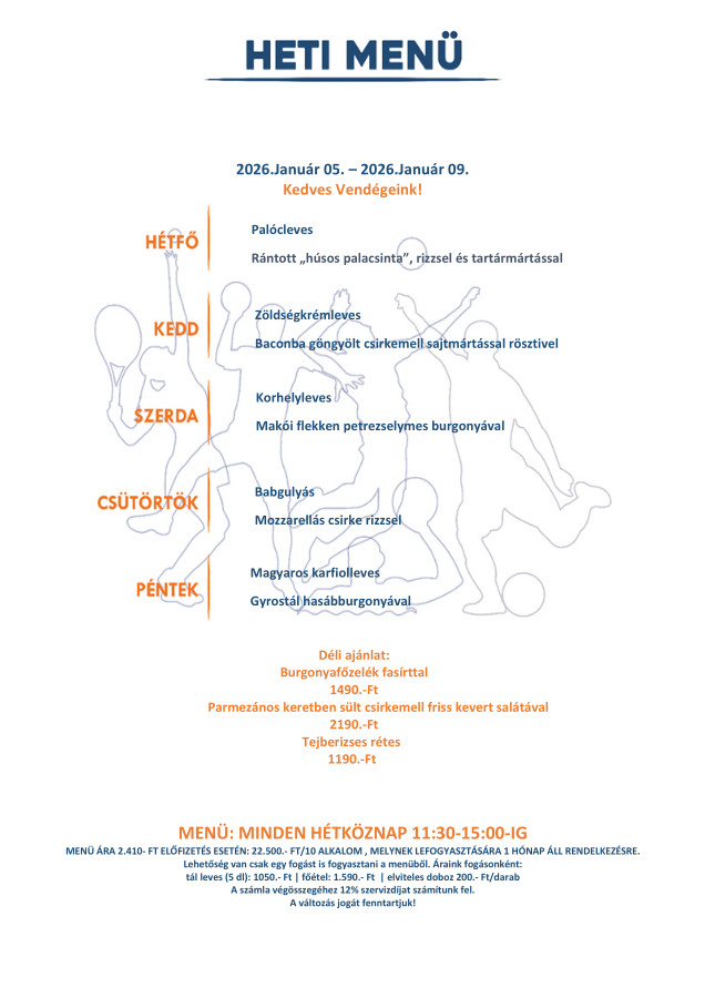 sportbisztro heti menü